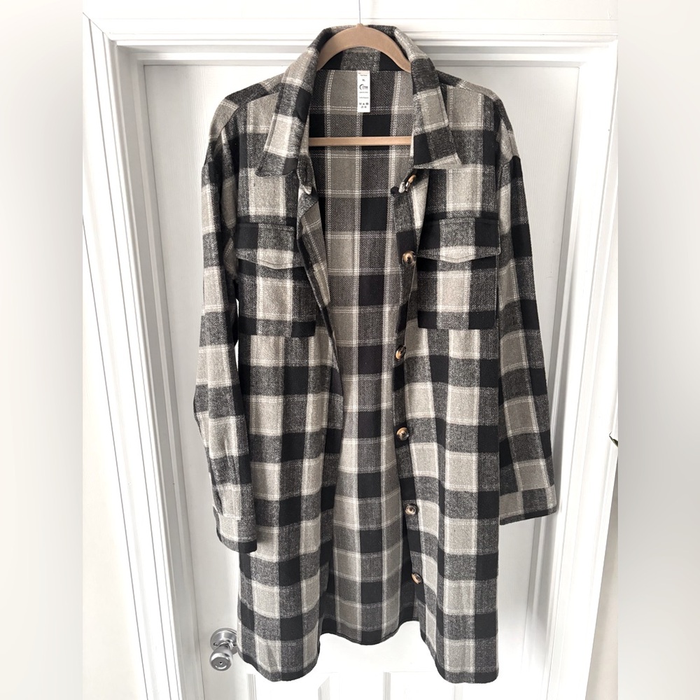 Zyia Active Plaid Long Shirt Jacket